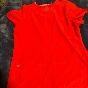 Charming Red V-Neck Blouse